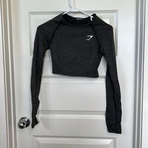 Gymshark Vital Seamless 2.0 Long Sleeve Crop Top - Charcoal Marl